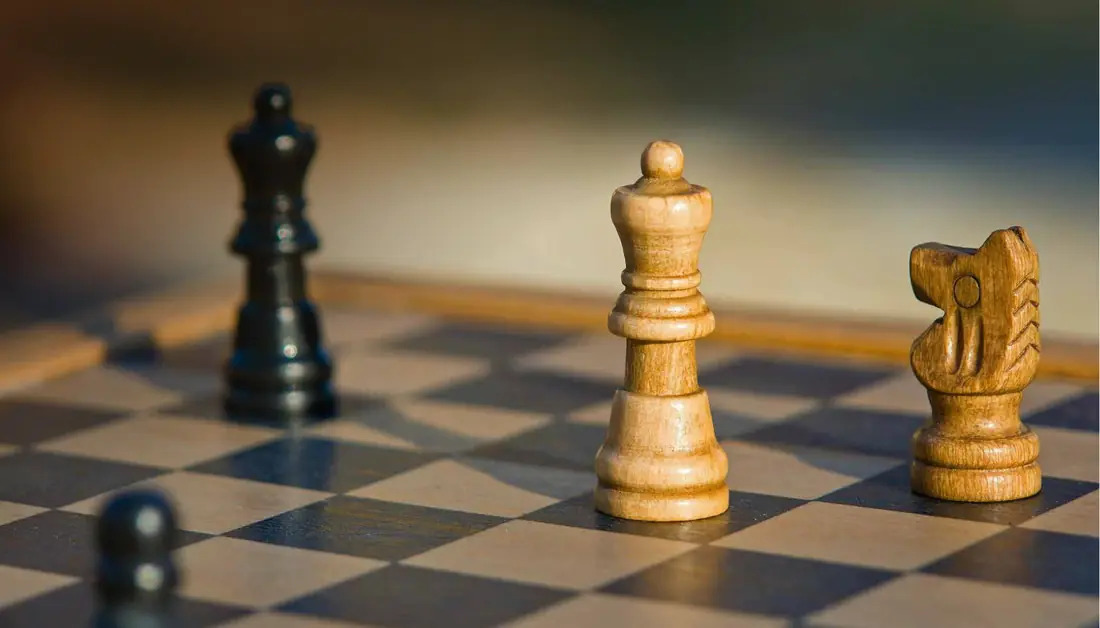 Chess pieces on a board